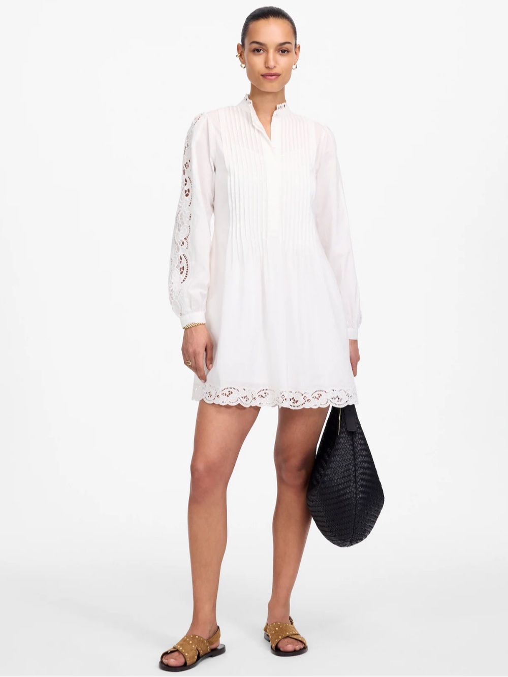 Madewell Dress XXS Pintuck Eyelet White